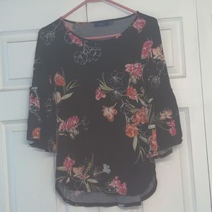Floral bell sleeve top